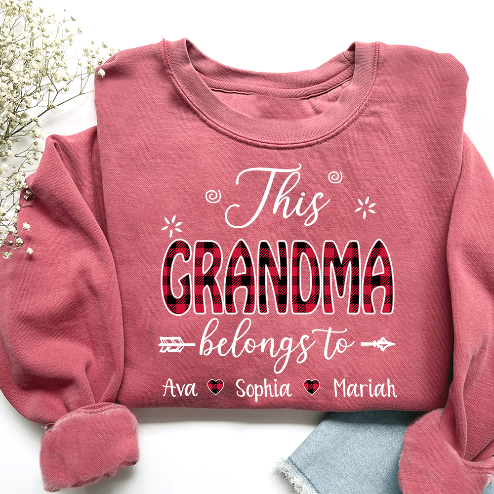 Personalized This Grandma Belongs To Sweatshirt, Custom Print Names