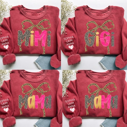 Custom Coquette Leopard Mimi Sweatshirt, Gift for Grandma And Grandchild