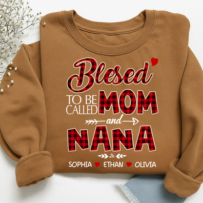 Christmas Mom And Grandma Shirt with Custom Kids’ Names, Cozy Holiday Gift