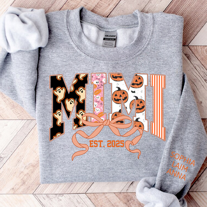 Personalized Halloween Grandma Sweatshirt, Custom Mimi And Kids Names