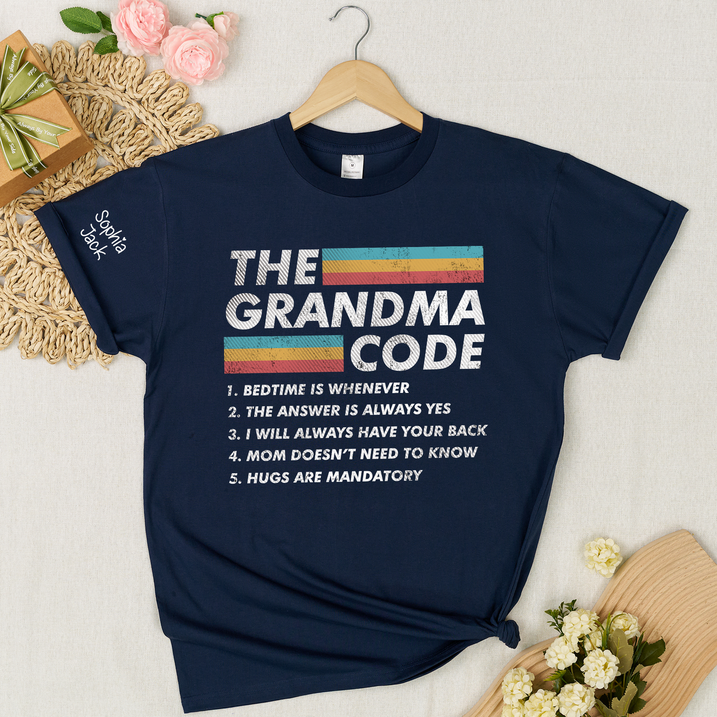 Personalized The Grandma Code" T-Shirt – Personalized Mimi, Gigi, Nana Shirts, Fun Gift for Grandparents, Mother’s Day, Birthday
