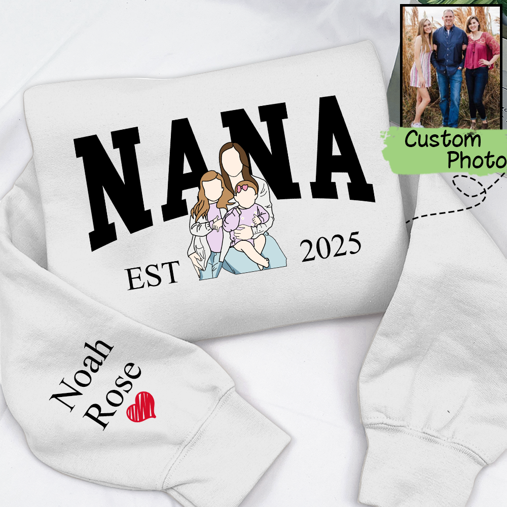 Personalized Custom Photo Portrait, Giver Custom Nana And Kids For Family Gift