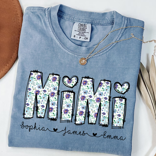 Mimi Shirt with Grandkids' Names – Cute Floral Design for Grandma