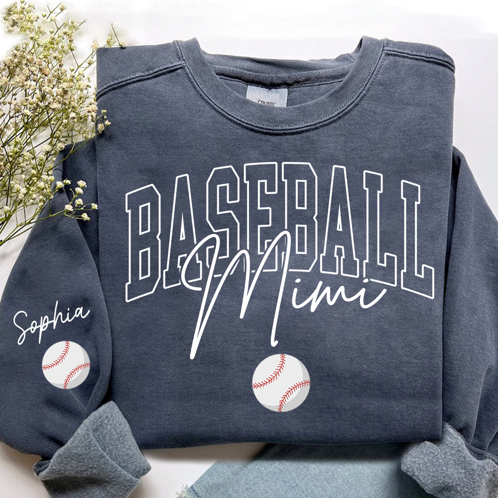 Personalized Mimi Baseball Sweatshirt, Custom Gifts for Grandma and Grandchild