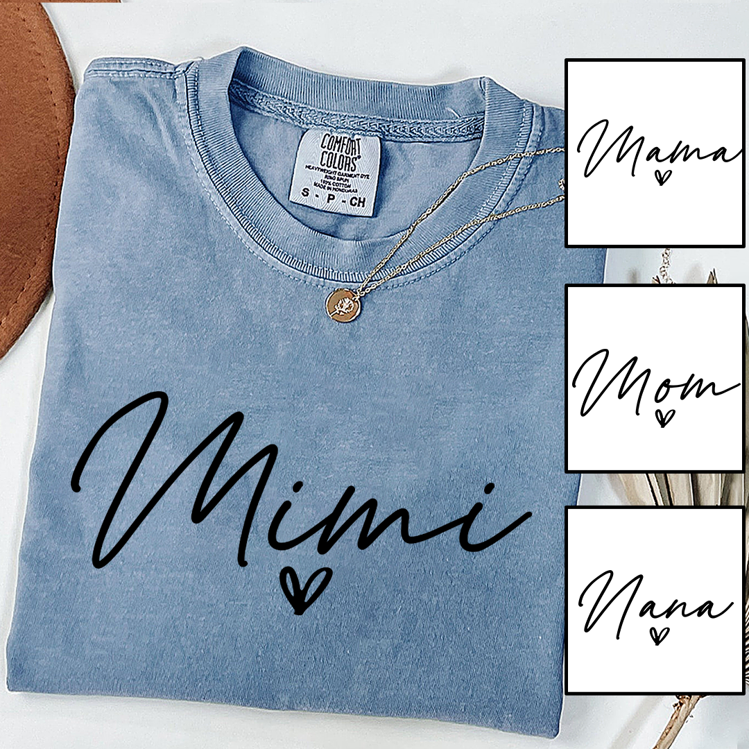 Personalized Women's Tee with Heart, For Gift Mimi And Kids Gift Idea