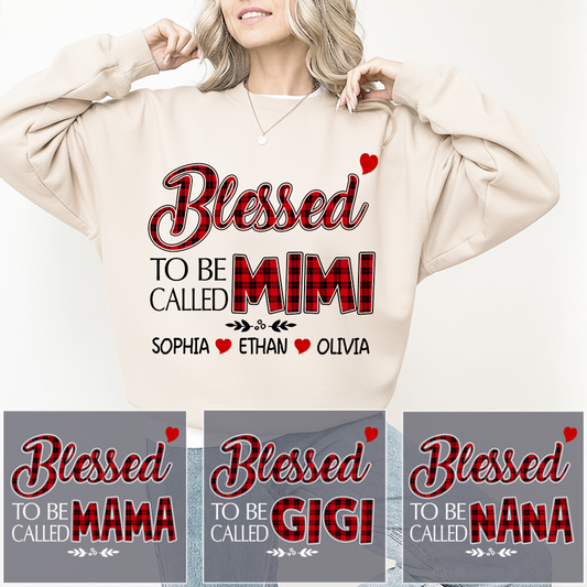 Personalized Blessed To Be Called Mimi Sweatshirt, Gifts for Grandma, Custom Grandma and Grandchild Names