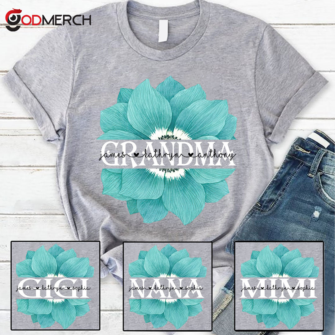 Grandma And Grandkids Flower Best Gifts For Mother's Day T-Shirt
