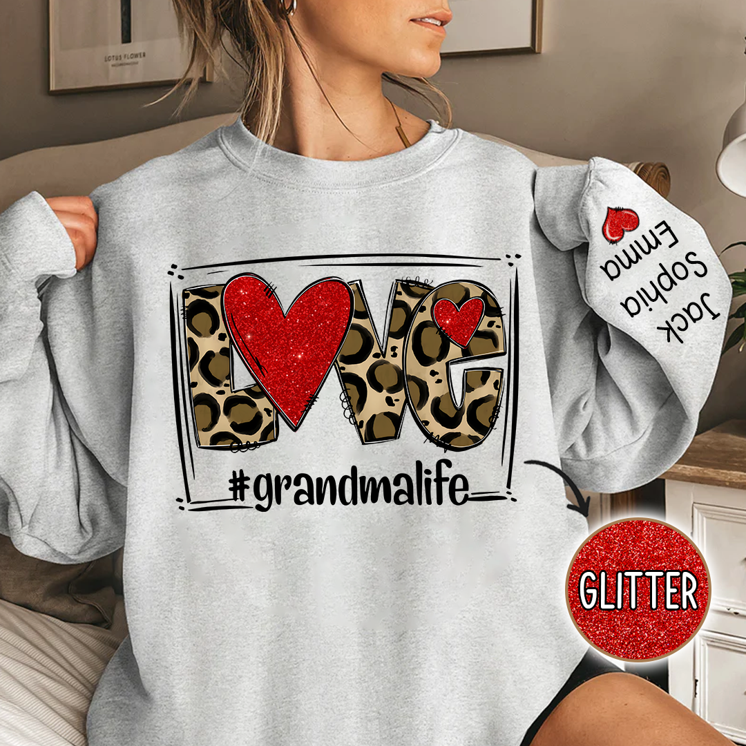 Glitter Love grandmalife leopard and kids Sweatshirt