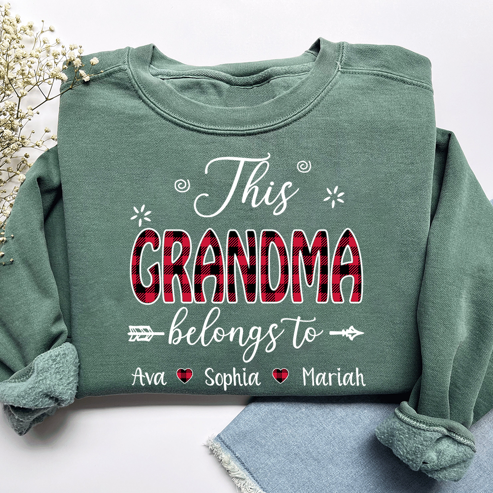 Personalized This Grandma Belongs To Sweatshirt, Custom Print Names