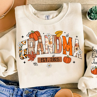Custom Grandma Pumkin Sweatshirt, Personalized For Grandma And Kids