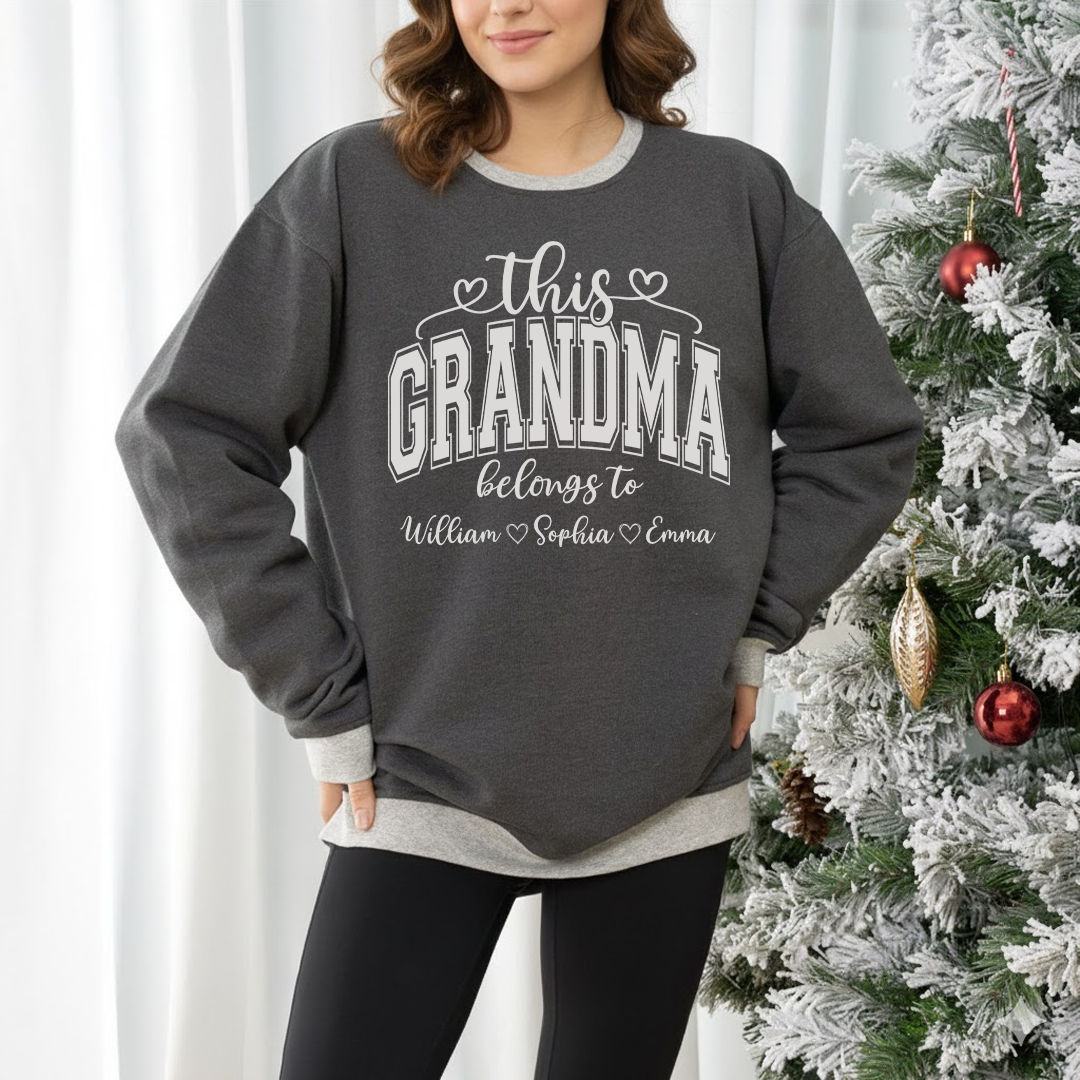 Custom Grandma Sweatshirt – Exclusive Two-Tone Design with Personalized Grandkids’ Names