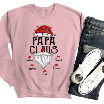 Hat Santa With Christmas Lights, Gift For Grandpa, Custom Give Papa And Kids Sweatshirt