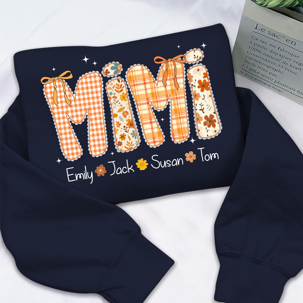 Custom Grandma Name, Preppy Floral Fall Mimi Bundle For Gift Mimi And Kids
