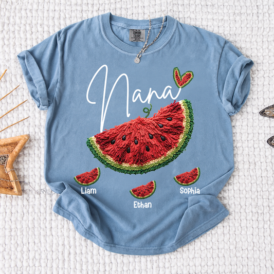 Comfort Colors® Custom Nana Watermelon Shirt, Cute 4th of July Summer Grandma Gift