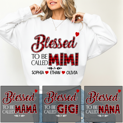 Personalized Blessed To Be Called Mimi Sweatshirt, Gifts for Grandma, Custom Grandma and Grandchild Names