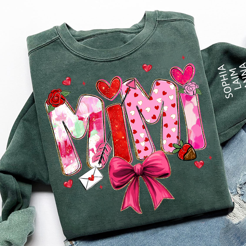Mama Valentine Sweater, Personalized Heart and Arrow Printed Sweatshirt For Family Gift