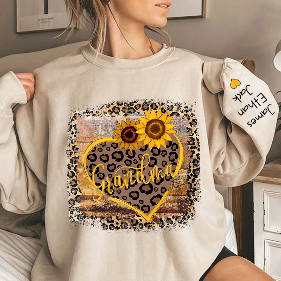 Personalized Mimi Heart Sunflower Sweatshirt Custom Grandma and Grandkids Sweatshirt