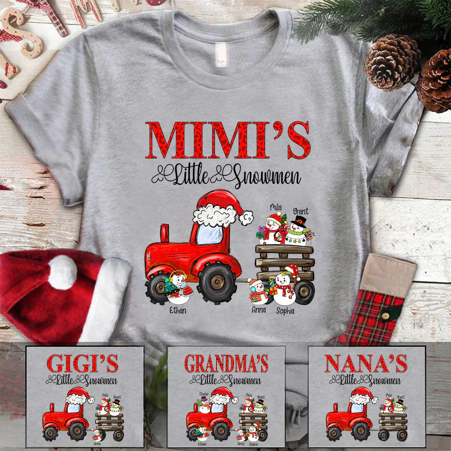 Mimi's Little Snowmen Trator Christmas T-Shirt