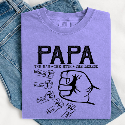 Comfort Colors® Personalized Papa The Man The Myth The Legend Hands