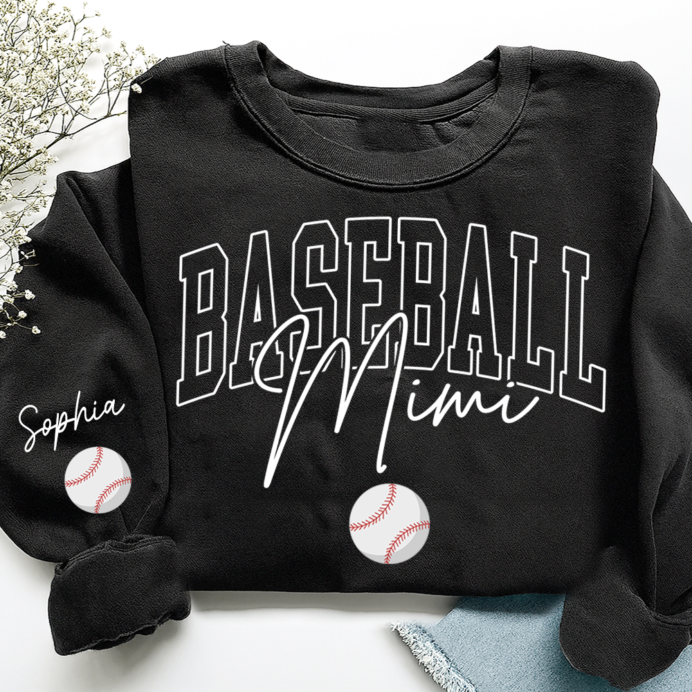 Personalized Mimi Baseball Sweatshirt, Custom Gifts for Grandma and Grandchild
