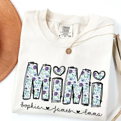 Mimi Shirt with Grandkids' Names – Cute Floral Design for Grandma