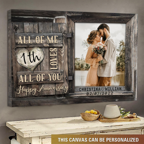 1 Year Anniversary Gift For Wife, Custom Couple Photo, Together We Built A Life Canvas Wall Art for Living Room
