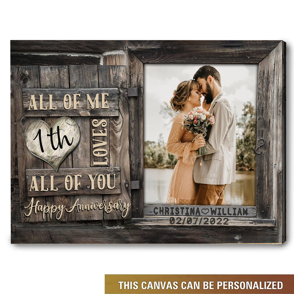 1 Year Anniversary Gift For Wife, Custom Couple Photo, Together We Built A Life Canvas Wall Art for Living Room