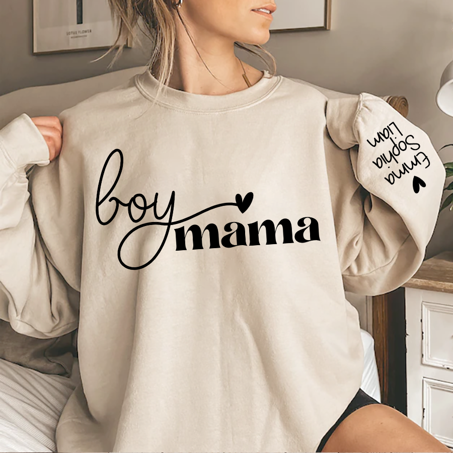 Boy Mama Sweatshirt, Custom Mama And Kids, Gift For Mom TH Sweatshirt