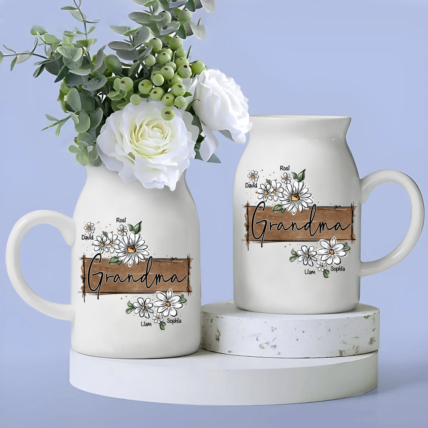 Wildflower Art As A Gift For Grandma And Kids - Custom Home Decoration Flower Vase According To Family Requirements - Warm Gift For Mother's Day, Ceramic Flower Vase
