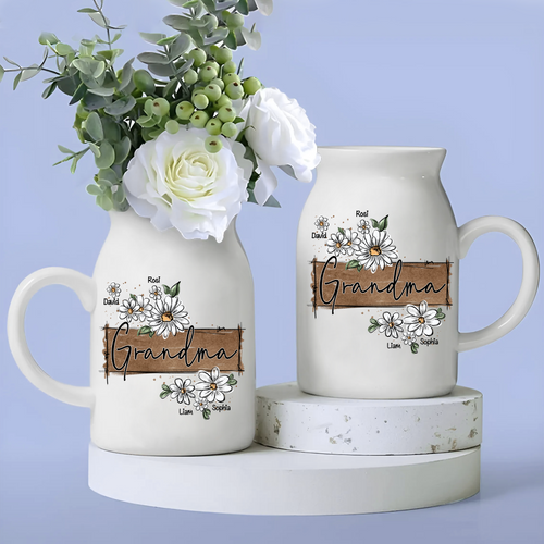 Wildflower Art As A Gift For Grandma And Kids - Custom Home Decoration Flower Vase According To Family Requirements - Warm Gift For Mother's Day, Ceramic Flower Vase