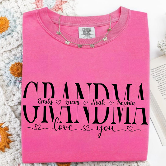 Personalized Grandma Shirt with Grandkids' Names - Comfort Colors T-Shirt