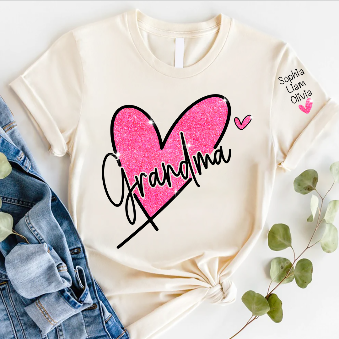 Glitter Heart Custom Grandma And Kids LTP01