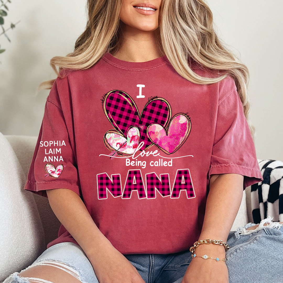 I Love Being Called Mimi Pink Tone Design, Grandma Tshirt Personalized with Kids Name