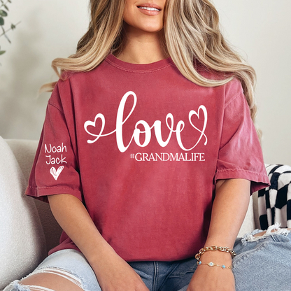Love Grandma Life T-Shirt, Personalized Grandma Tee with Custom Names