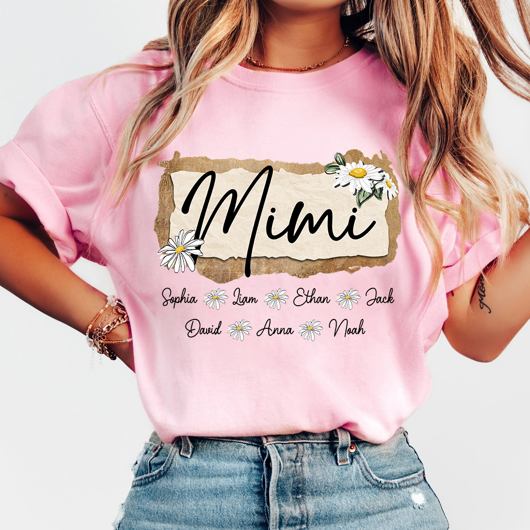 Custom Mimi T-Shirt, Floral Daisy Design,Great Gift for Mimi Grandma And Kids