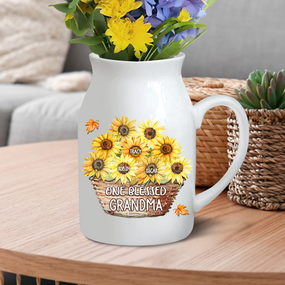 Flower Basket For Grandma And Kids - Custom Home Decoration Flower Vase According To Family Requirements - Warm Gift For Mother's Day, Ceramic Flower Vase
