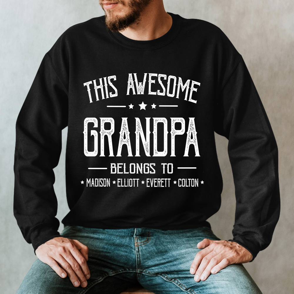This Awesome Grandpa Belongs To Grandkids Name Father's Day Sweatshirt