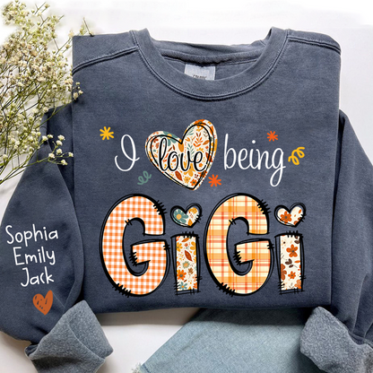 Personalized Autumn I Love Being Sweatshirt for Grandma And Kids