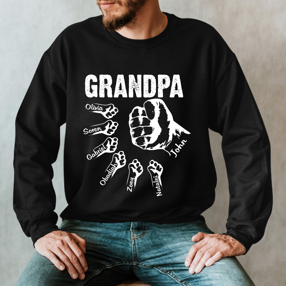 Personalized Grandpa with Grandkids Hand to Hands Sweatshirt