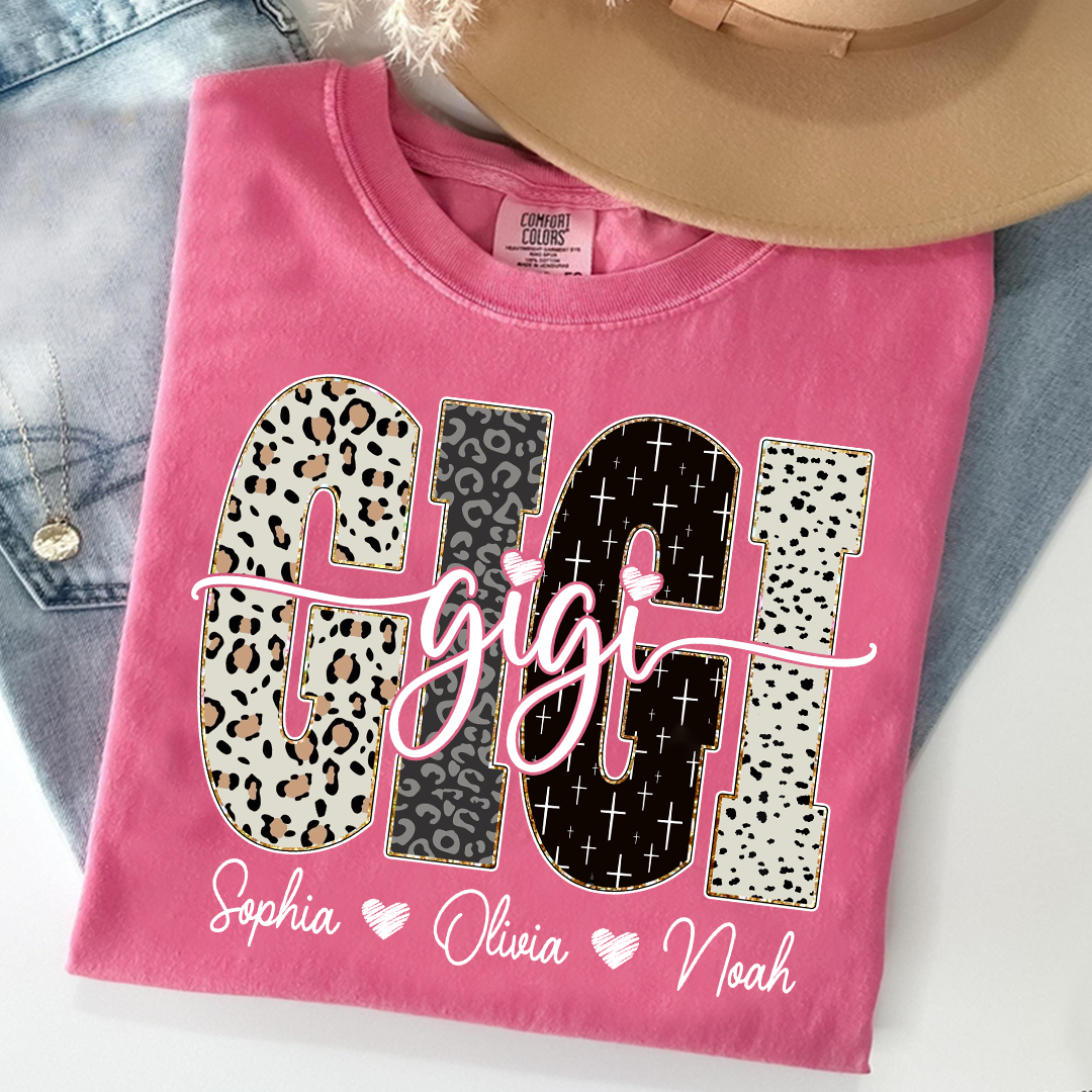Comfort Colors® T-Shirt Bible Style Design, Custom Gift For Gigi And Her Grandchildren