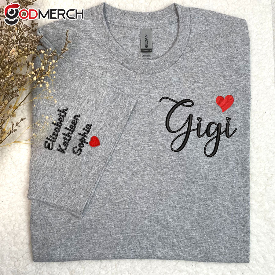 Personalized Gigi Heart Embroidered T-shirt
