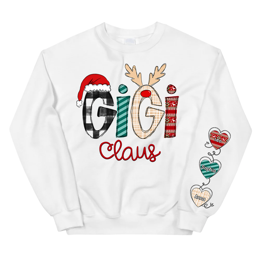 Personalized Gigi Claus With Grandkids Sweatshirt