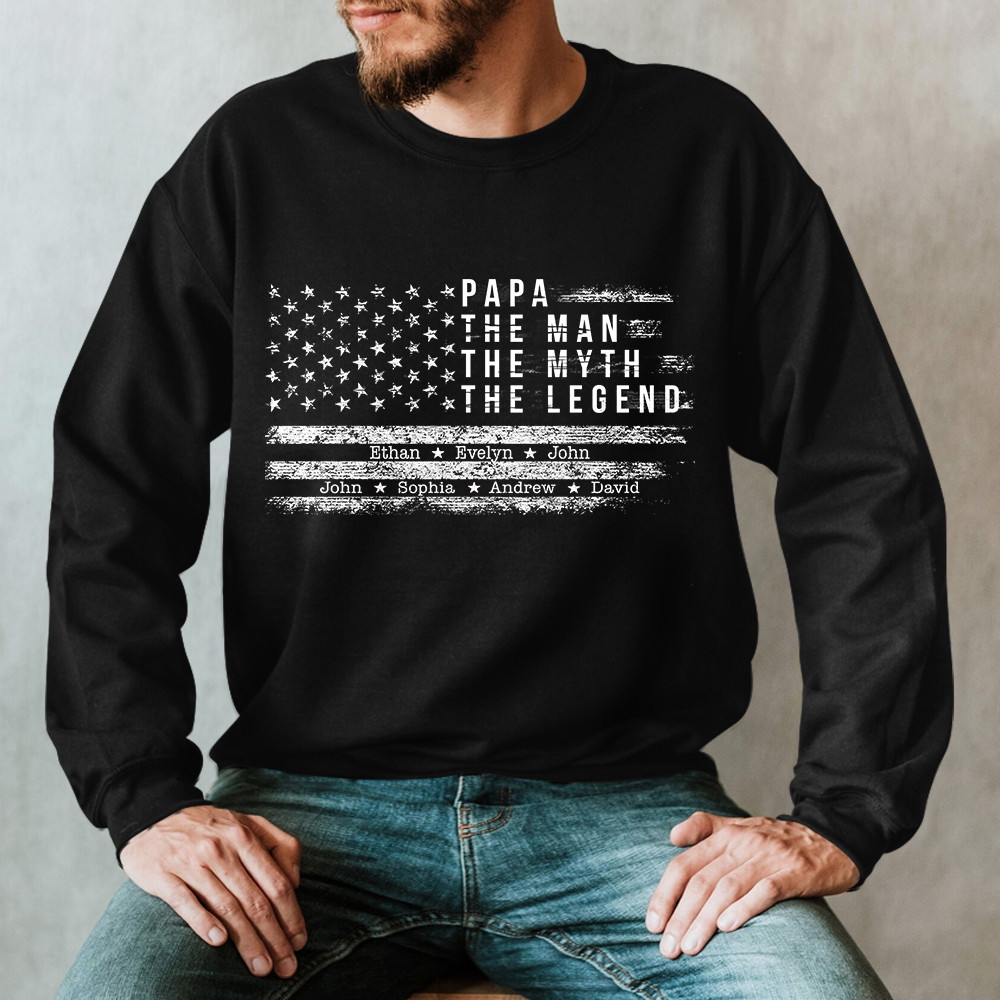 Papa the Man The Myth the Legend And Kids Sweatshirt