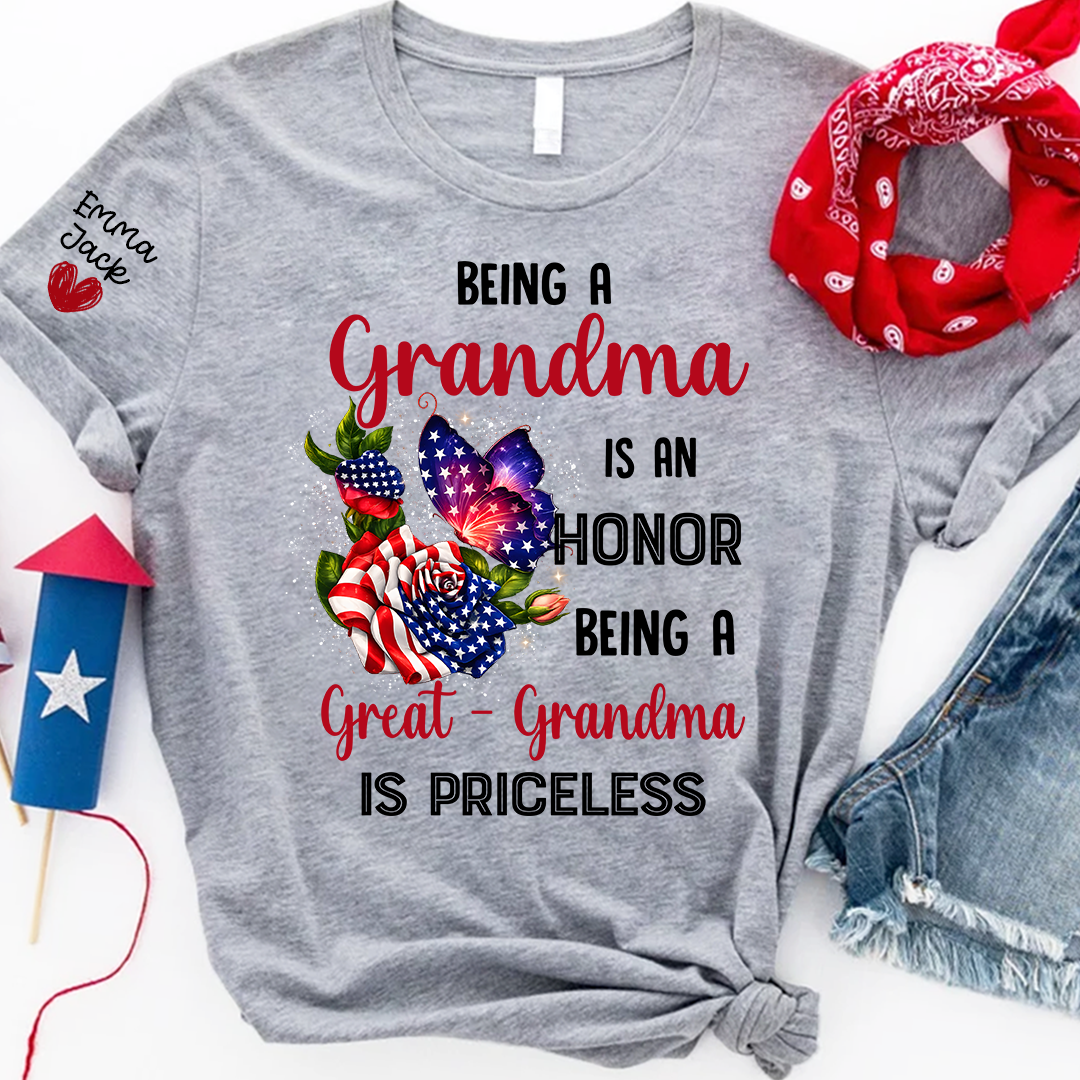 Being a Grandma is an Honor, Being a Great-Grandma is Priceless, Patriotic Grandma And Kids Gift