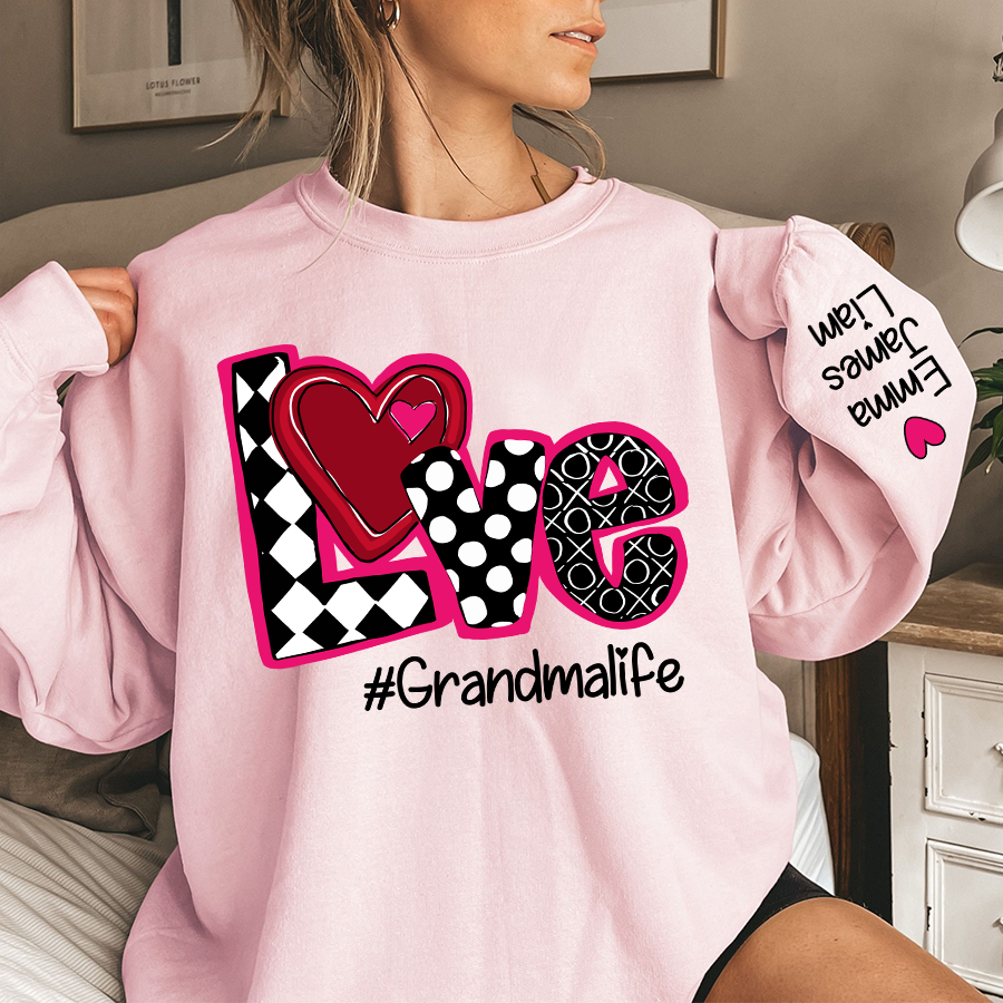 Love Valentine Sweatshirt, Custom Grandma With Kids, Grandma Gift Valentine TH Sweatshirt