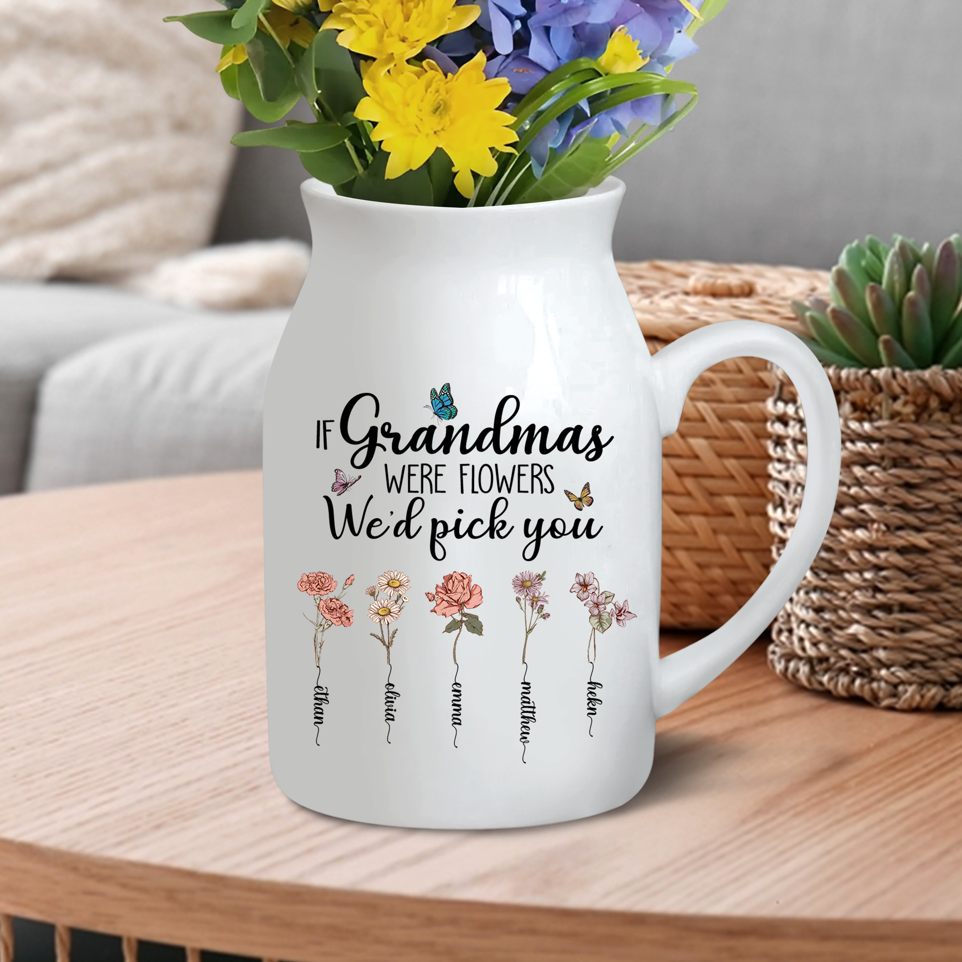 Nana Were Flower And Grandkids Ceramic Flower Vase, Mother's Day Gifts