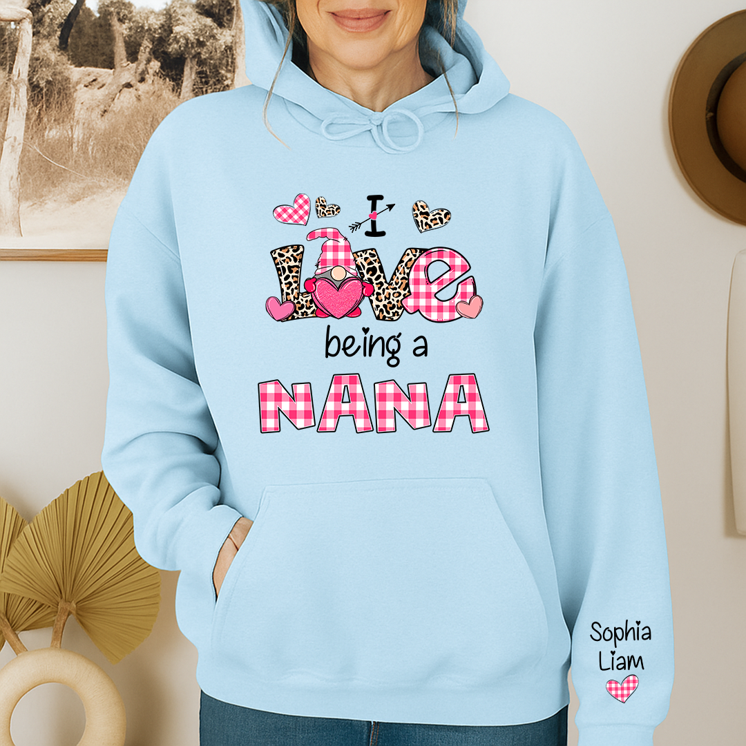 Personalized Nana Hoodie I Love Being a Nana with Custom Names, Cute Grandma Hoodie for Valentine Season