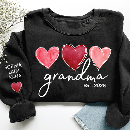 Custom Grandma Valentine Sweatshirt, Heart Valentine Gifts For Grandma And Kids