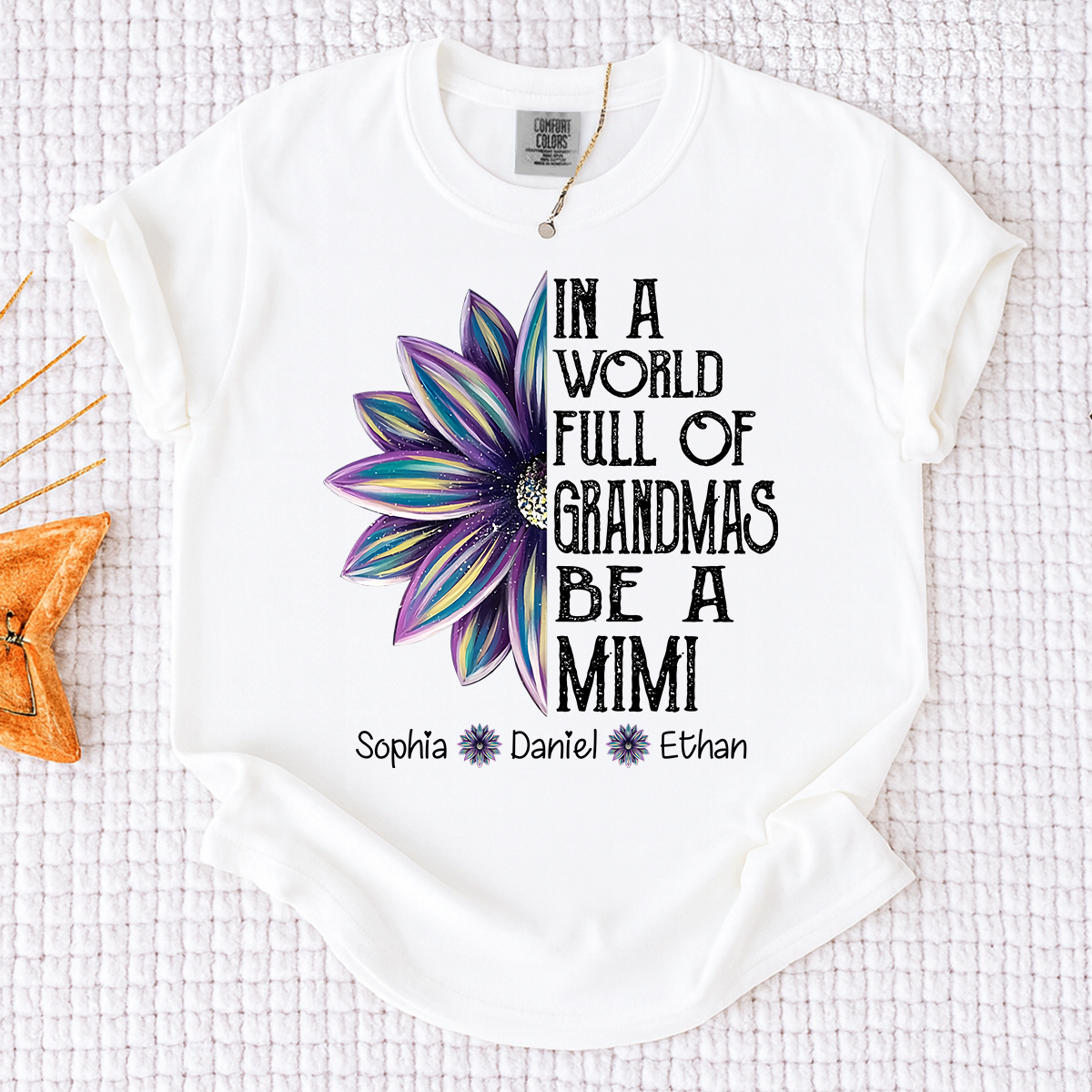 Comfort Colors Personalized Mimi Shirt with Kids Names In a World Full of Grandmas Be a Mimi with Floral Graphic Custom Family Tee
