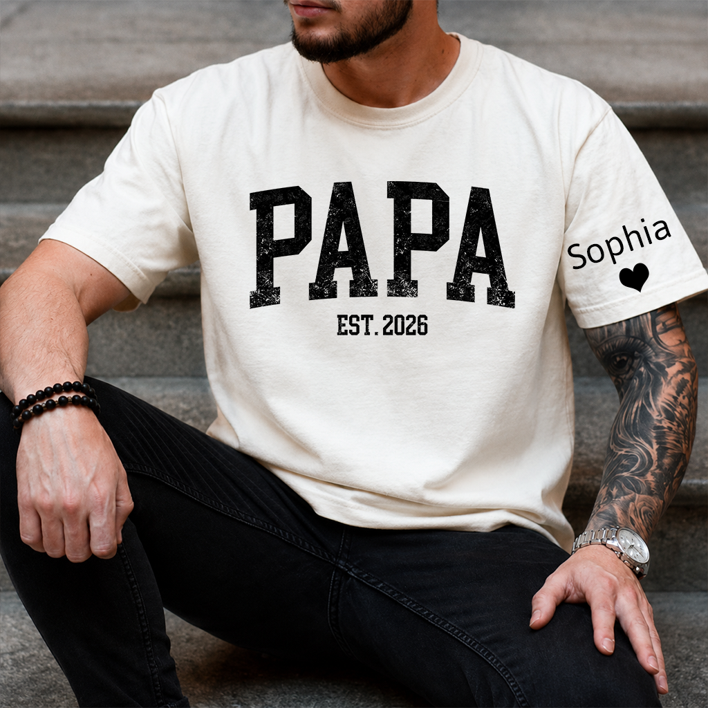 Papa T-Shirt – Personalized Name Custom Gift for Father Birthday Fathers Day